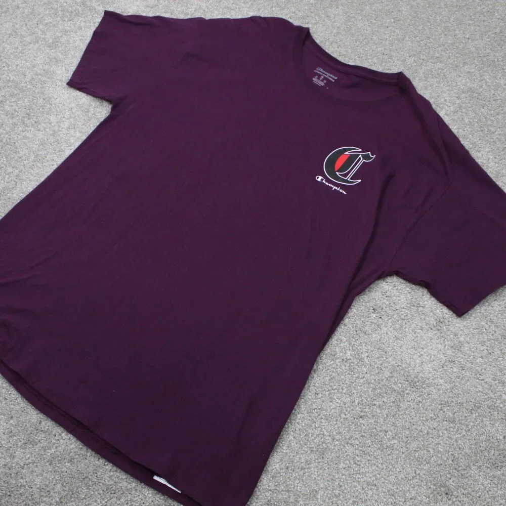 Champion Graphic Shirt‎ Mens XL Purple Athleisure Cotton Short Sleeve Pullover - Picture 4 of 9